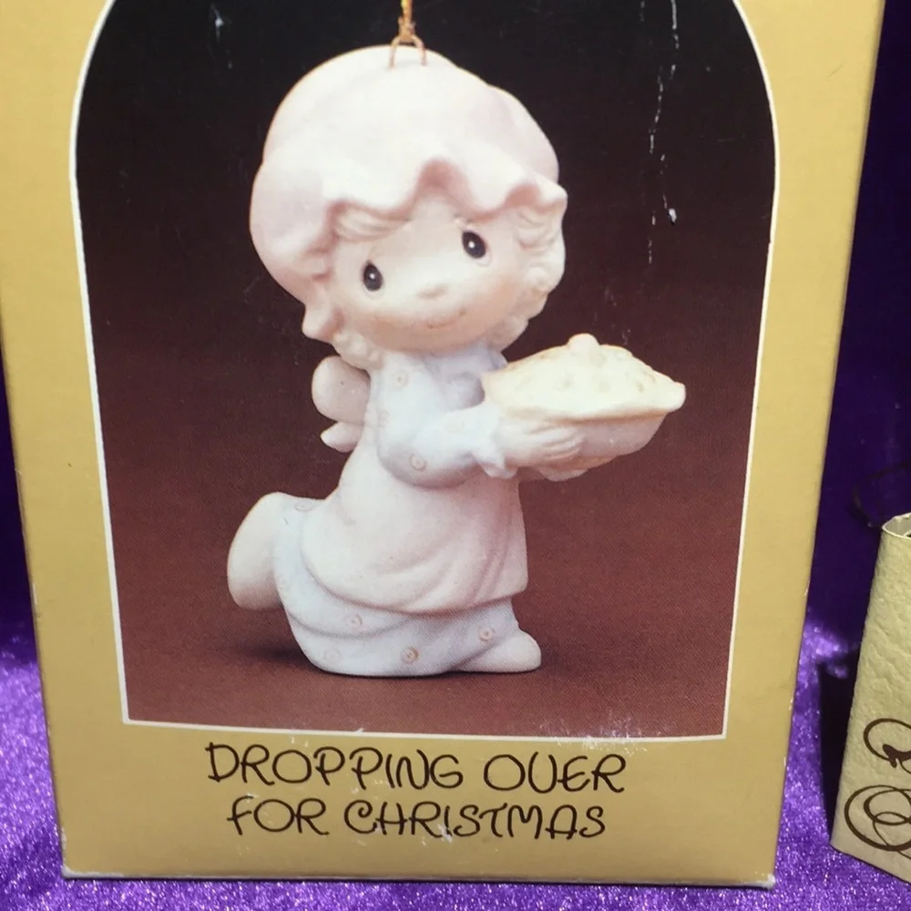 1982 Precious Moments dropping over for Christmas Ceramic Ornament
